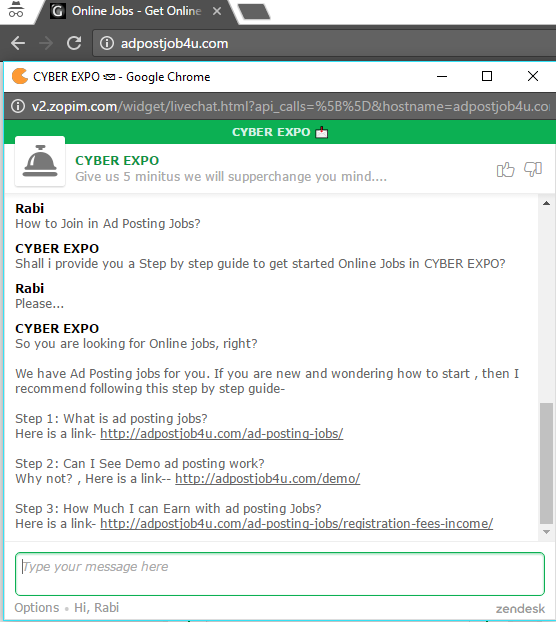 ad Posting jobs live chat and demo work from CYBER EXPO